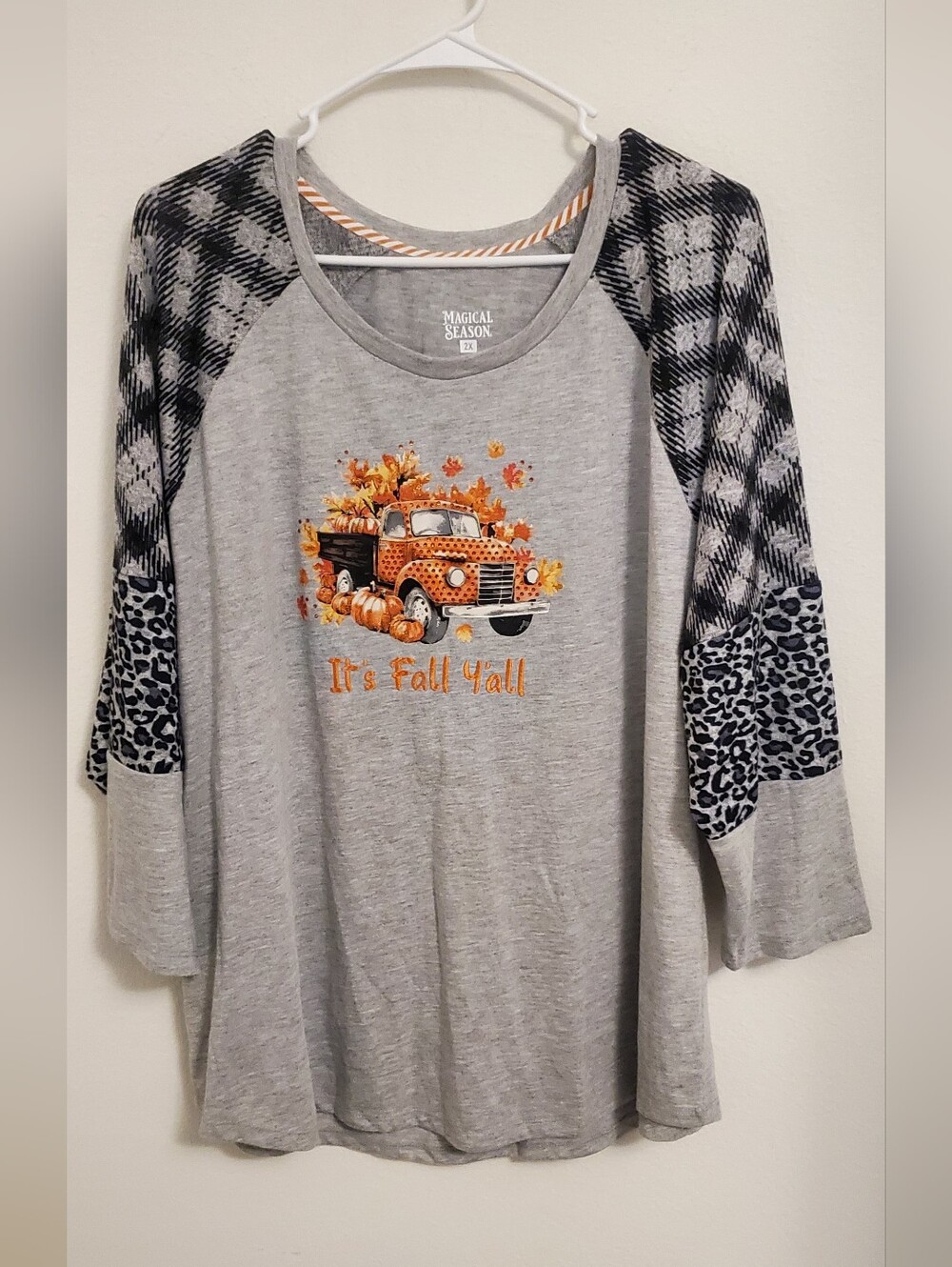 Magical Season "It's Fall Y'all" Embelished Pumpkin And Truck Shirt Size 2X